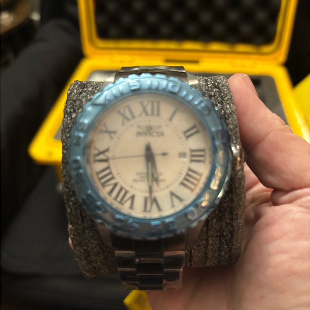 Invicta Blue and Silver Luxury Watch with Roman Numerals